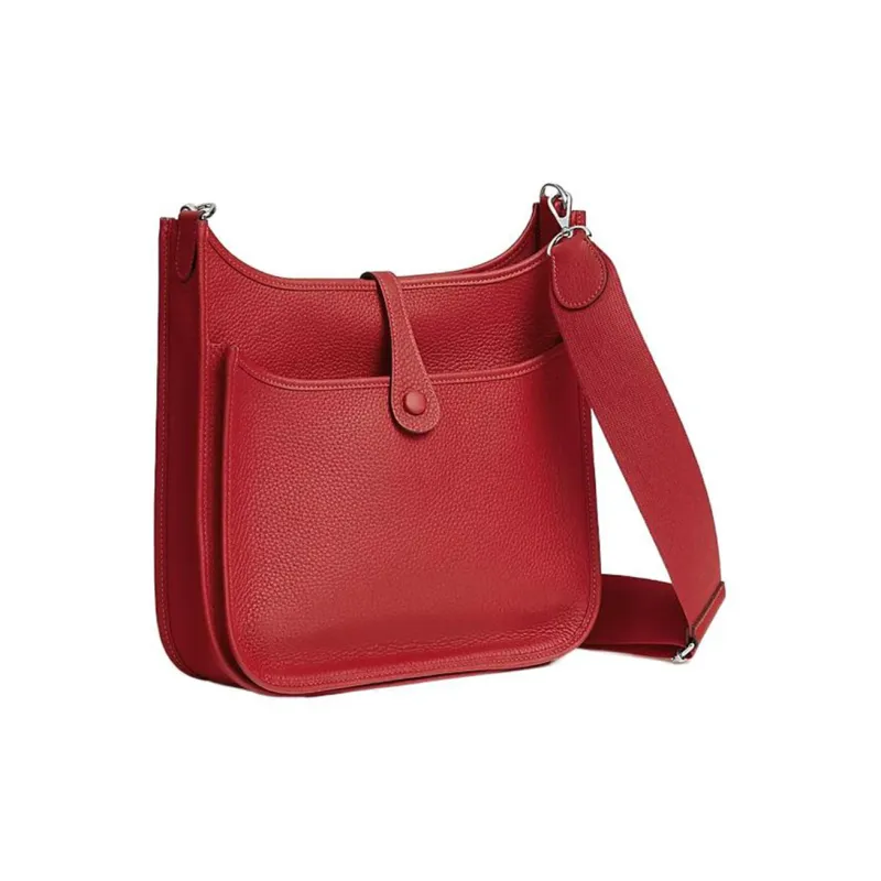 HERMES Evelyne Clemence Bullock Leather Shoulder Bag Crossbody Bag Regular Women's 5E Vermillon Vermilion-2