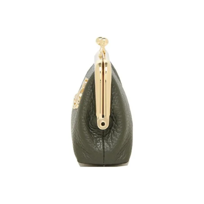 Vivienne Westwood Grain Leather Coin Purse Mini Women's Green Light Gold-3