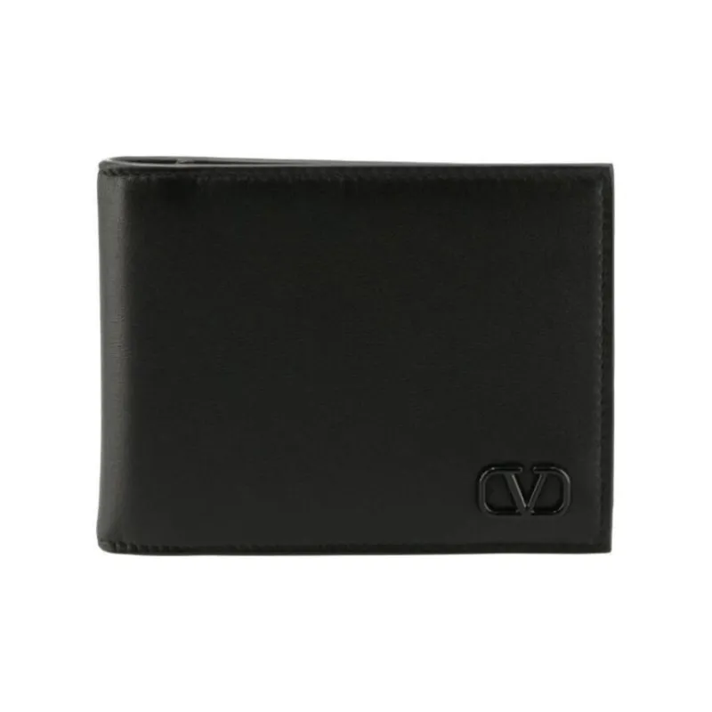 Valentino Calfskin Wallet Men's Black-1