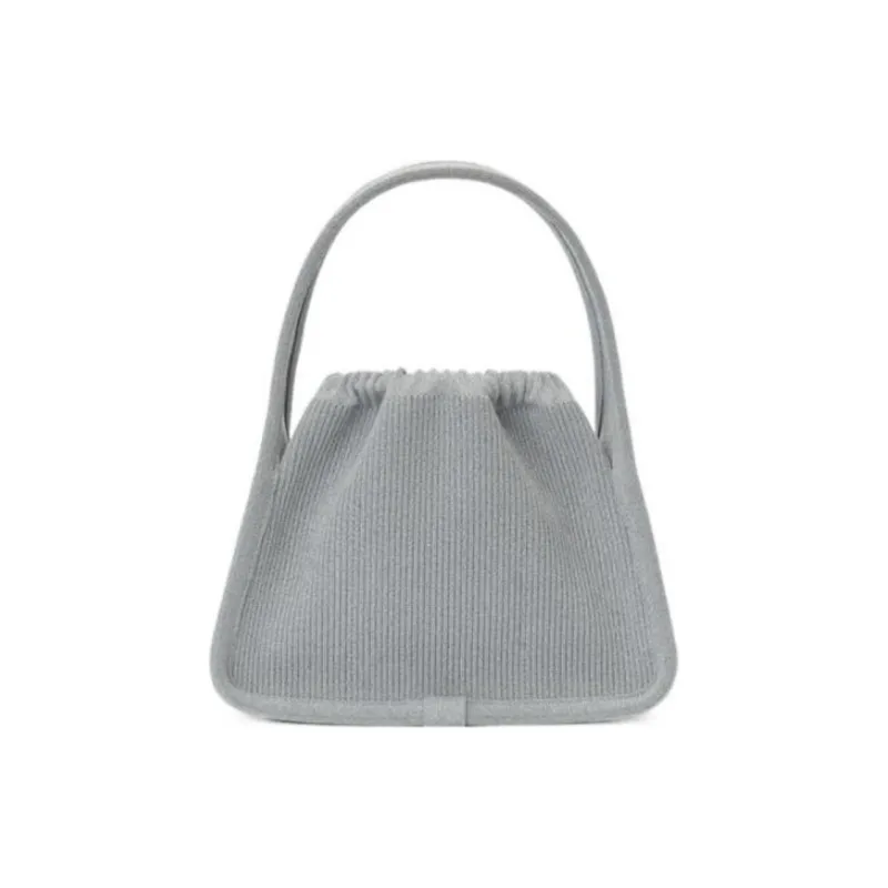 Alexander Wang Ryan Reflective Ribbed Knitted Fabric Handbag Trumpets Women's Gray-2