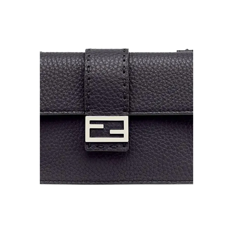 FENDI Baguette Leather Baguette Bag, Clutch, Crossbody Bag, Shoulder Bag Men's Black-5