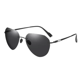 Thunder Pailong Pure Titanium Aviator Sunglasses Men's Black/Silver