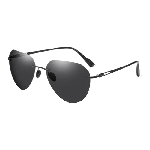 Thunder Pailong Pure Titanium Aviator Sunglasses Men's Black/Silver