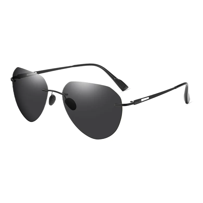 Thunder Pailong Pure Titanium Aviator Sunglasses Men's Black/Silver-0