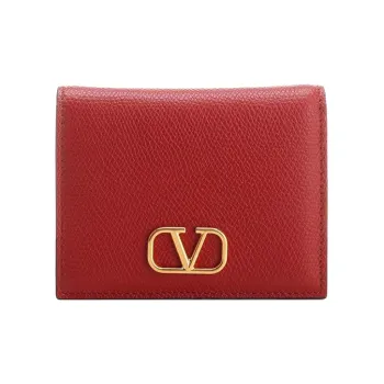 Valentino Vlogo Cow Leather Wallets Card Holders Regular Women's Red