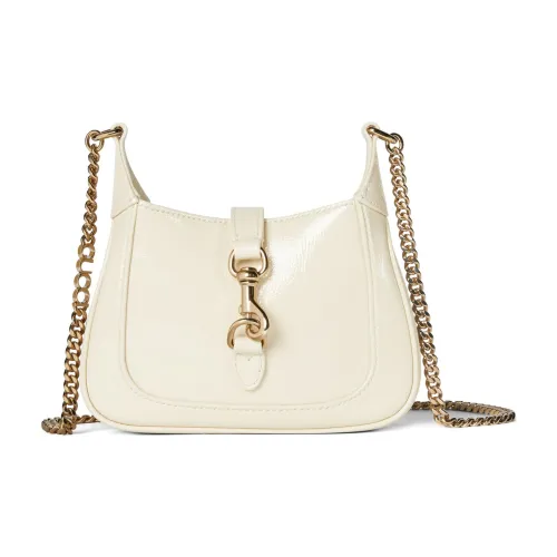 GUCCI Patent Leather Crossbody Bag Shoulder Bag Women's Ivory White