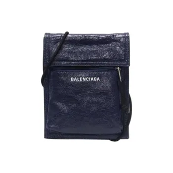 Balenciaga Explorer Lambskin Cell Phone Pouch Shoulder Bag Crossbody Bag Small Size Men's Navy Blue