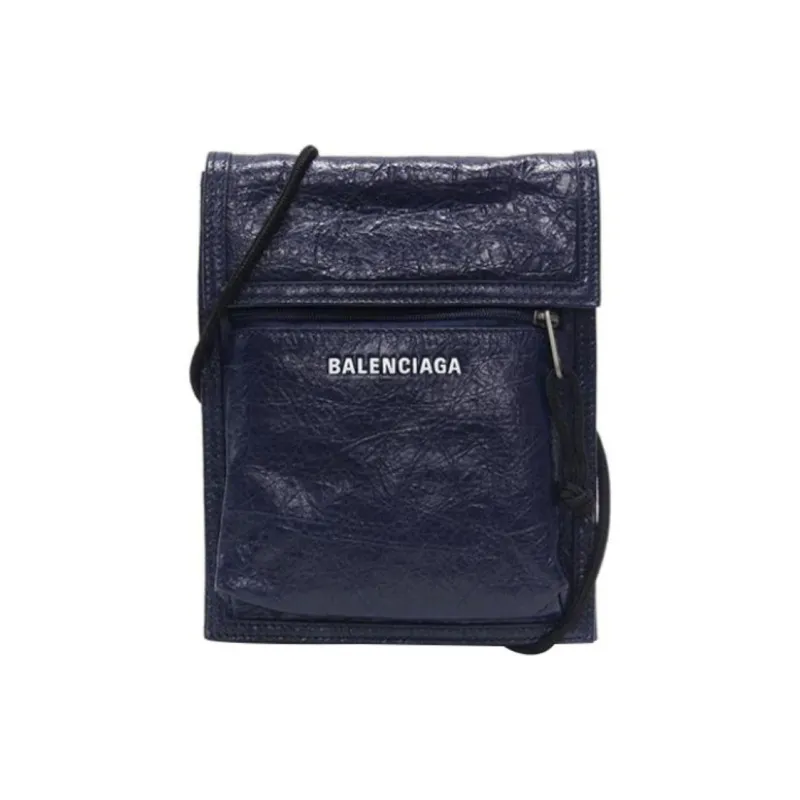 Balenciaga Explorer Lambskin Cell Phone Pouch Shoulder Bag Crossbody Bag Small Size Men's Navy Blue-0