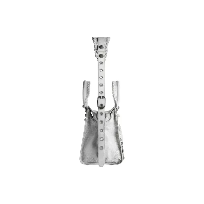 Balenciaga Fine-Grained Sheepskin Handbag Shoulder Bag Small Size Women's White-3