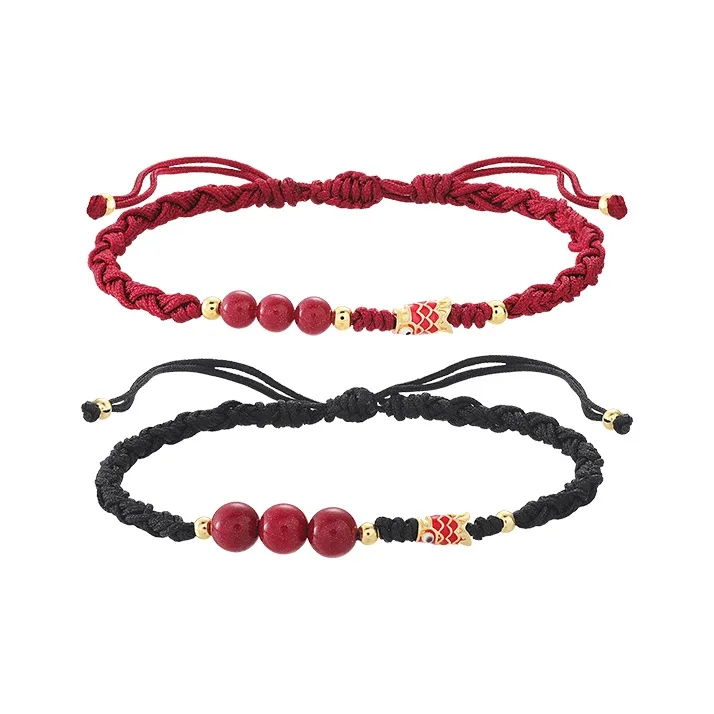 VIVIWELL Reconstructed Cinnabar Bracelets Unisex-0