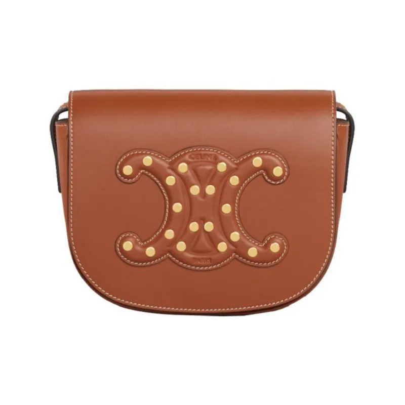 CELINE Cuir Triomphe Smooth Cow Leather Shoulder Bag Crossbody Bag Women's Tawny-0