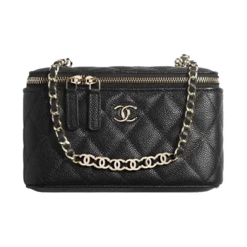 CHANEL Embossed Calfskin With Grains Box Bag Handbag Shoulder Bag Crossbody Bag Regular Women's Black