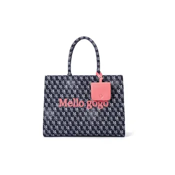 MELLO GOGO Fabric Tote Bag Shopping Bag Shoulder Bags Handbags Large Size Women's Midnight Black/Midnight Blue