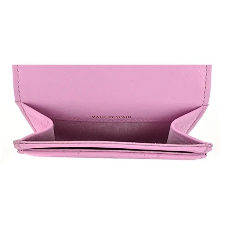 CHANEL 19Bag Lambskin Flap Card Bag Women's Pink-3