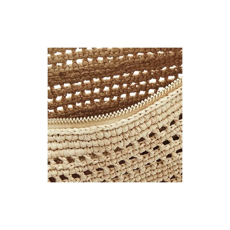 LOEWE Raffia Fiber Cow Leather Patchwork Shoulder Bag Crossbody Bag Mini Women's Tan & Natural-5