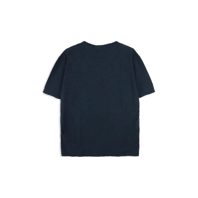 BARENA Solid Color Crew Neck Pullover Straight Fit Short-Sleeved T-Shirt Men's Navy-1