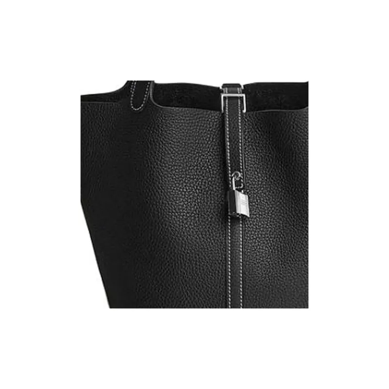 HERMES Picotin Lock Clemence Bullock Leather Basket Bag Handbag Bucket Bag Women's 89 Noir Black-4
