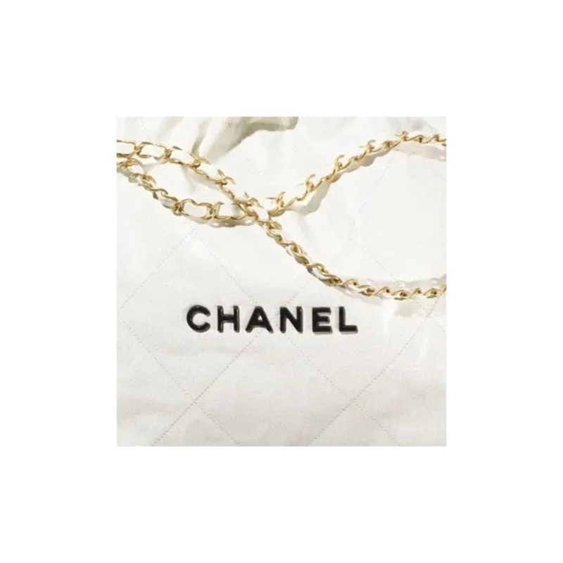 CHANEL Calfskin Trash Bag Portable Crossbody Bag Shoulder Bag Women's White-4