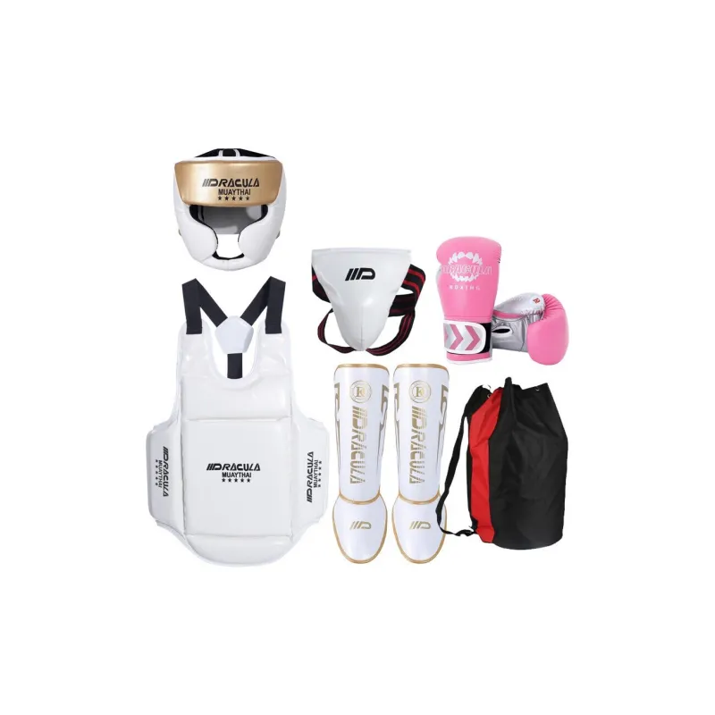 MUAYTHAI DRACULA Boxing Protective Gear Set Unisex Black White-5