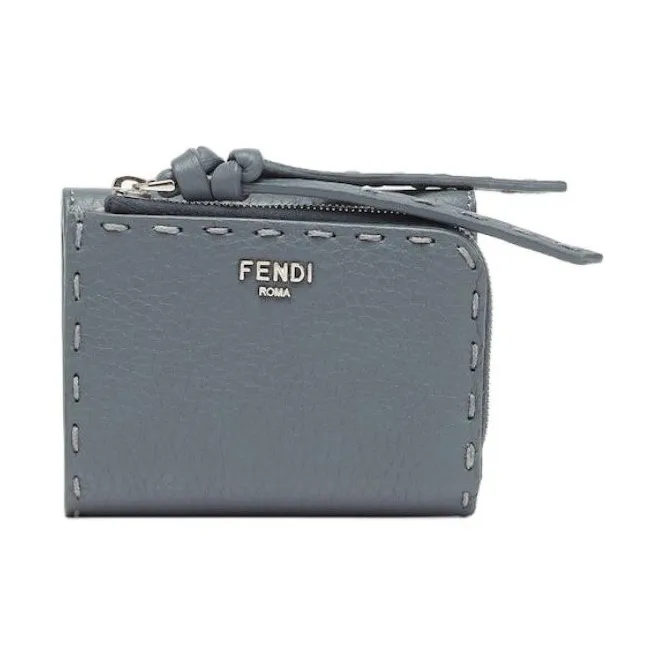 FENDI Peekaboo Calfskin Coin Purse Women's Blue-0