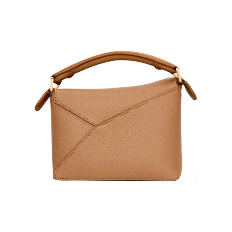 LOEWE Puzzle Soft Grained Calfskin Puzzle Bag Shoulder Bag Crossbody Bag Handbag Mini Women's Toffee Color-4
