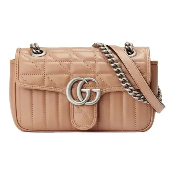 GUCCI Leather Shoulder Bag Crossbody Bag Mini Women's Rose Beige/Milk Tea Beige