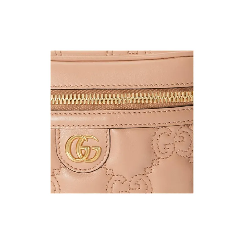 GUCCI GG Matelassé Leather Handle Bag, Makeup Box, Shoulder Bag, Crossbody Bag, Handbag Mini Women's Rose Beige-7