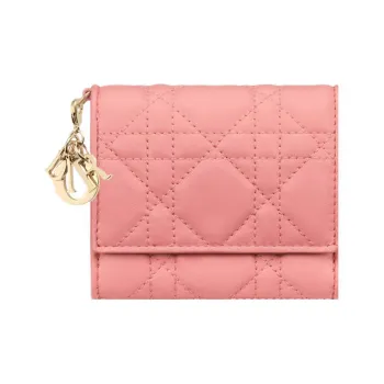 DIOR Lady Dior Soft Lambskin Clutches Card Holder Wallet Women's Light Pink