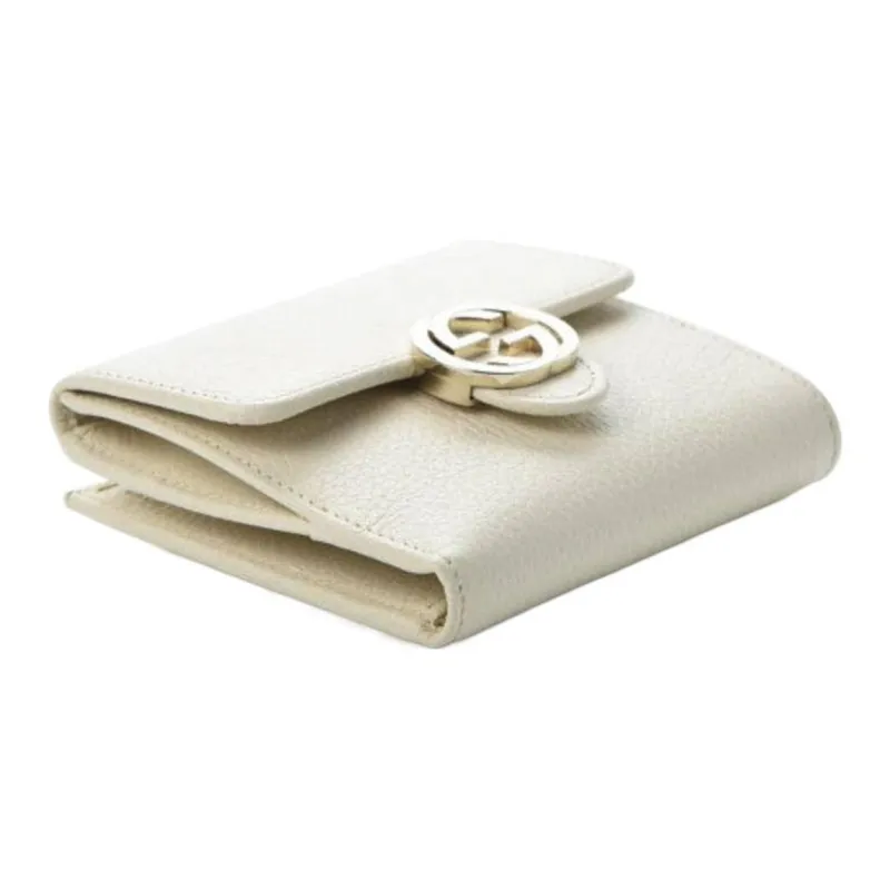 GUCCI Leather Wallet Women's White-3
