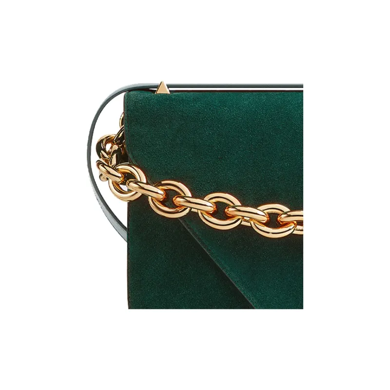 Bottega Veneta Suede Shoulder Bag Women's Dark Green-5