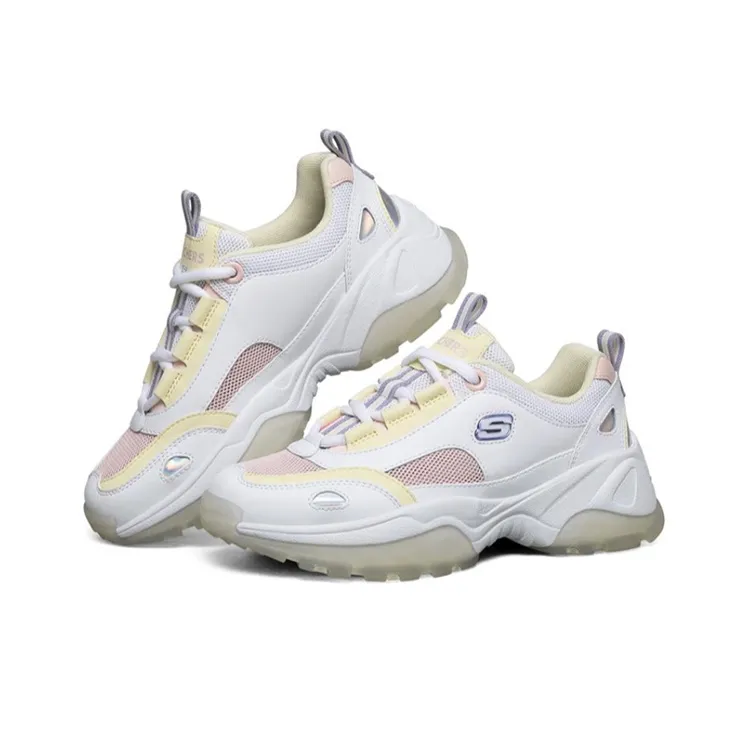 Skechers Kozmiks Cushioned Wear Resistant Breathable Mid Top Chunky Sneakers Women's Yellow White-2