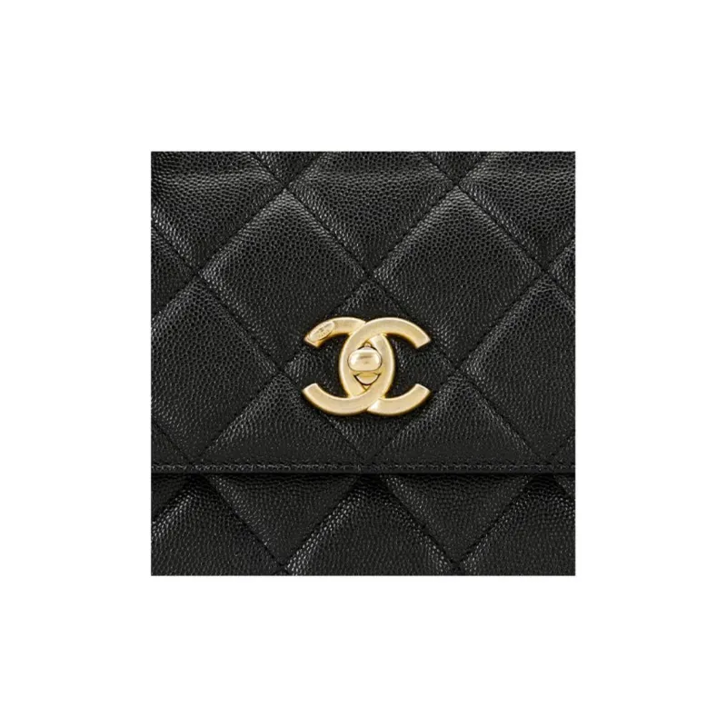 CHANEL Grain Embossed Calfskin Flap Bag, Shoulder Bag, Crossbody Bag Trumpets Women's Black-4