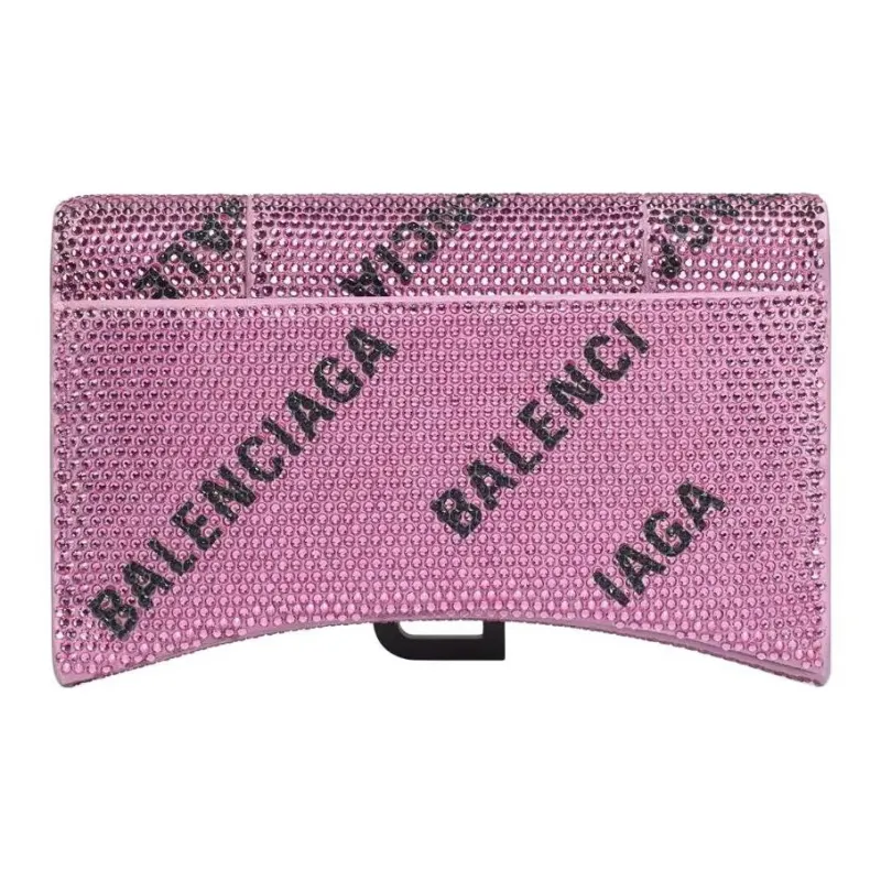 Balenciaga Hourglass Suede Wallet Women's Pink/Black-3