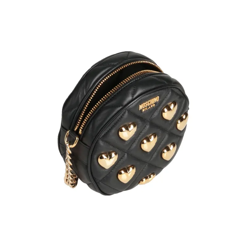 MOSCHINO Leather Shoulder Bag, Crossbody Bag Small Size Women's Black-1