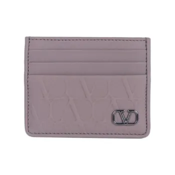 Valentino Leather Card Holder Unisex Purple