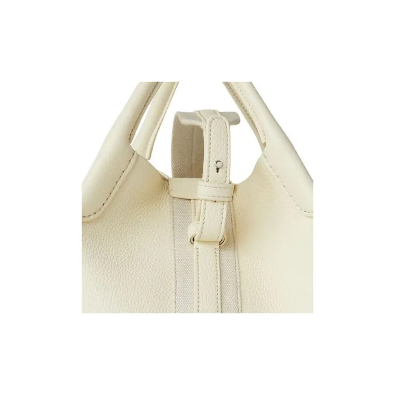 Loro Piana Cow Leather Handbag, Shoulder Bag, Crossbody Bag Trumpets Women's Whisper White-5