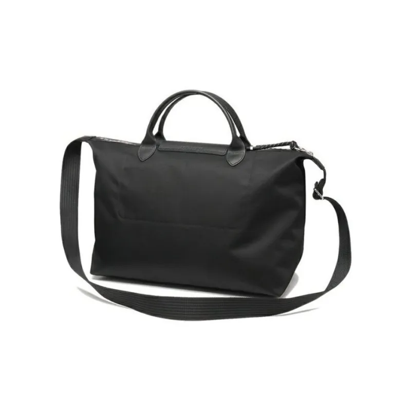 LONGCHAMP Nylon With Canvas Dumpling Bag, Crossbody Bag, One Shoulder Bag, Handbag Tubas Women's Black-1