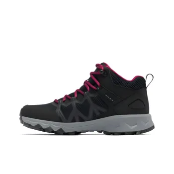 Columbia PEAKFREAK II MID Cushioning, Slip Resistant, And Abrasion Resistant Mid Top Hiking Shoes Women's Black Red