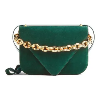 Bottega Veneta Suede Shoulder Bag Women's Dark Green
