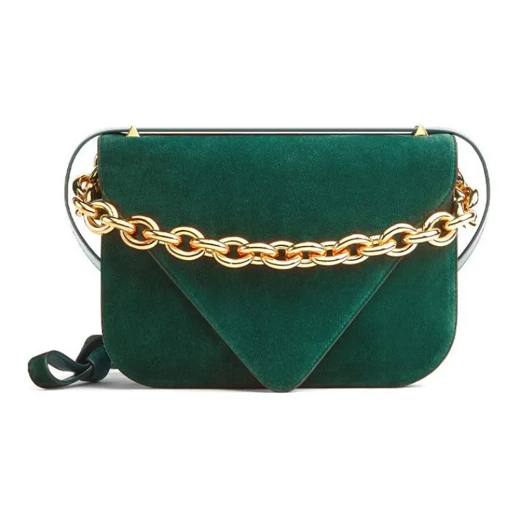 Bottega Veneta Suede Shoulder Bag Women's Dark Green-0