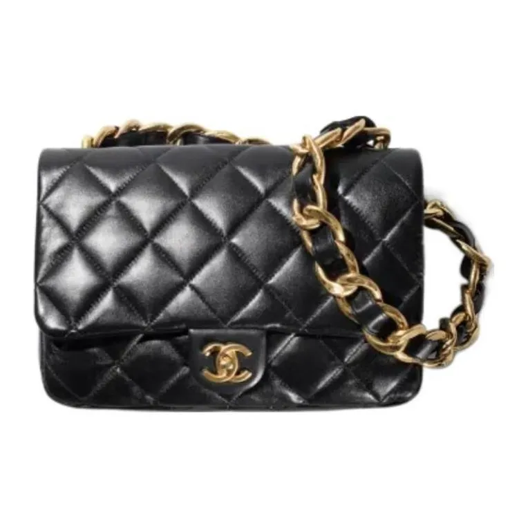 CHANEL Lambskin Flap Bag Handbag, Shoulder Bag, Crossbody Bag Trumpets Women's Black-1