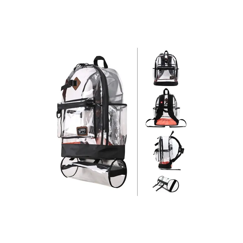 Rough Enough PVC Backpack Large Size Unisex Transparent-1