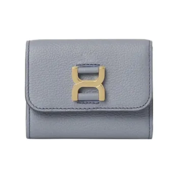 Chloe Marcie Grained Calfskin Card Holder Wallet Small Size Women's Storm Blue