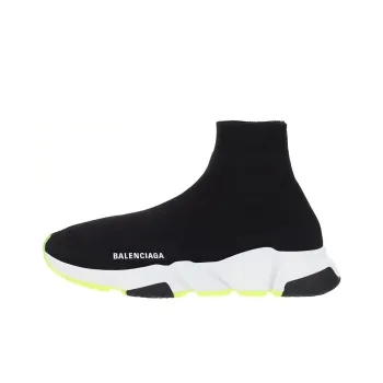 Balenciaga Speed Anti Slip Wear Resistant High Top Casual Shoes Men's Black Yellow
