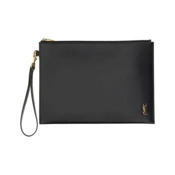 SAINT LAURENT Cow Leather Clutch Wallet Unisex Black
