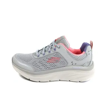 Skechers D'lux Walker Cushioning Slip Resistant Low Top Casual Shoes Women's Silver Pink