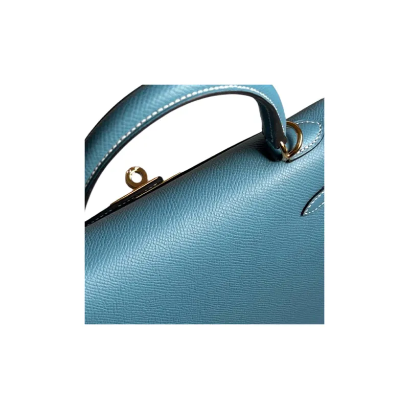 HERMES Kelly Epsom Calfskin Kelly Bag Shoulder Bag Crossbody Bag Handbag Women's D2 NEW BLEU JEAN Denim Blue-7