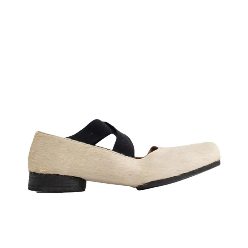 UMA WANG Square-toe Leather Ballerina Shoes-1