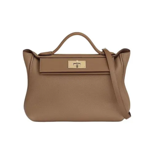 HERMES 24/24 Maurice Bullock Leather Swift Calfskin Crossbody One Shoulder Handbags Women's Brown