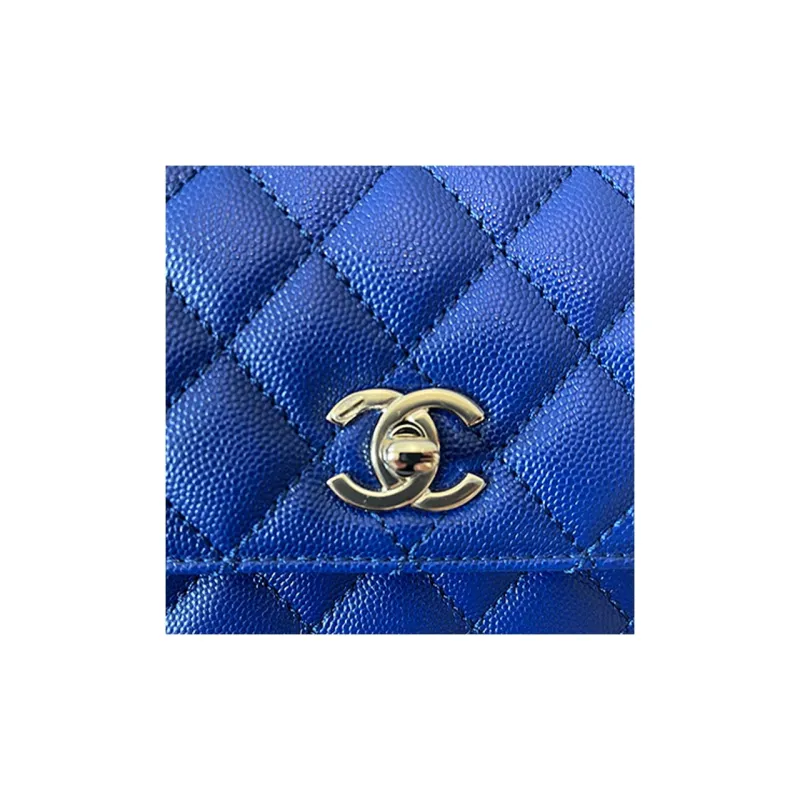 CHANEL Coco Handle Caviar Calfskin Flap Bag, Chain Handbag, Shoulder Bag, Crossbody Bag Women's Blue-4